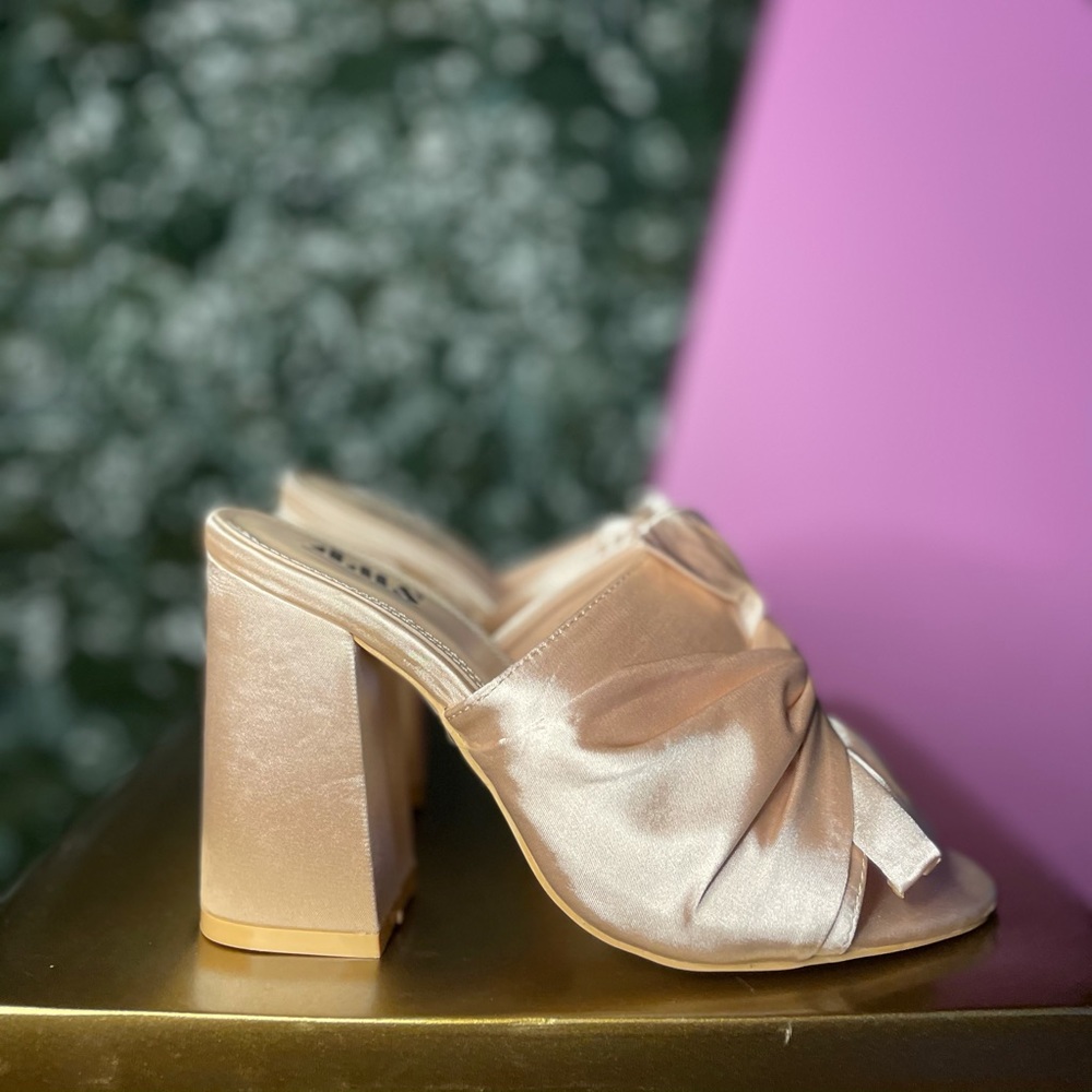 Slide in open toe mule
